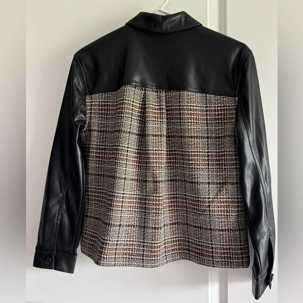 Liverpool Los Angeles Women's Faux-Leather Mixed-Media Shacket‎